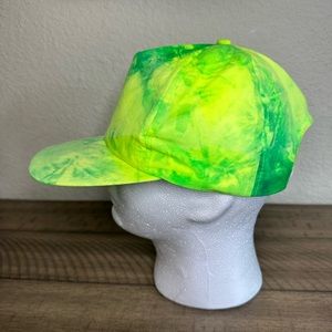 Vintage 90s neon tie dye flat brim baseball cap hat